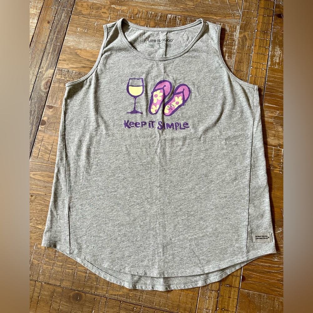 Life Is Good Flip-Flop & Wine Tank Top, Size Large - Picture 8 of 11